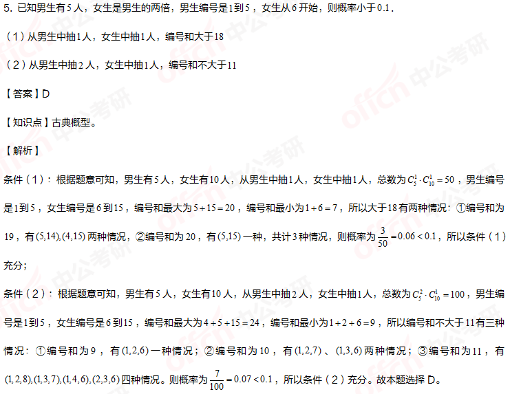 2021考研管理類(lèi)聯(lián)考綜合能力初數暑期備考：古典概率