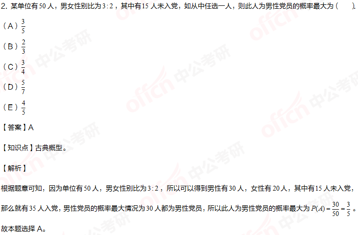 2021考研管理類(lèi)聯(lián)考綜合能力初數暑期備考：古典概率